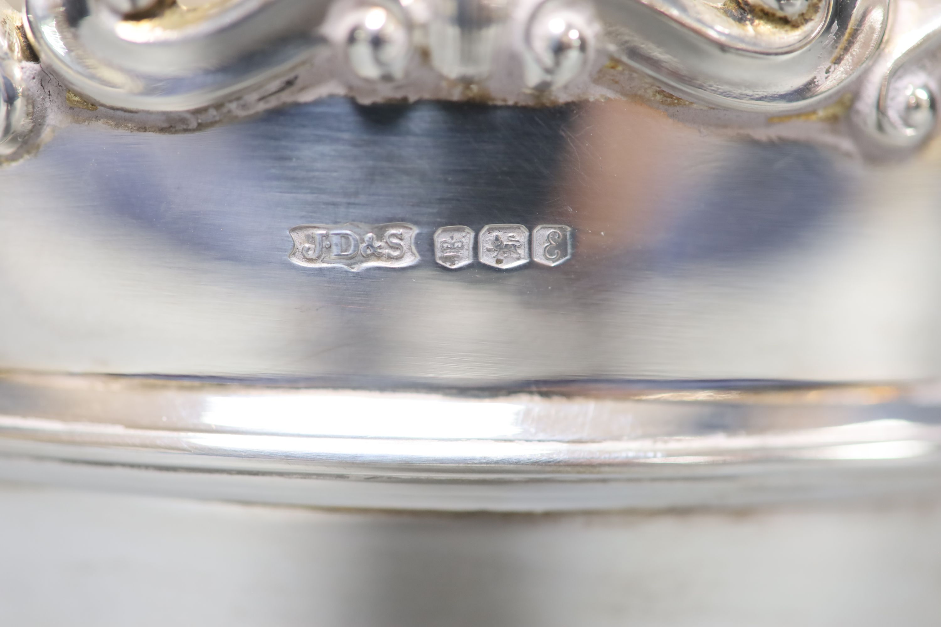 A 1970.s silver rose bowl, by James Dixon & Sons, height 11.8cm, gross 14.5oz.